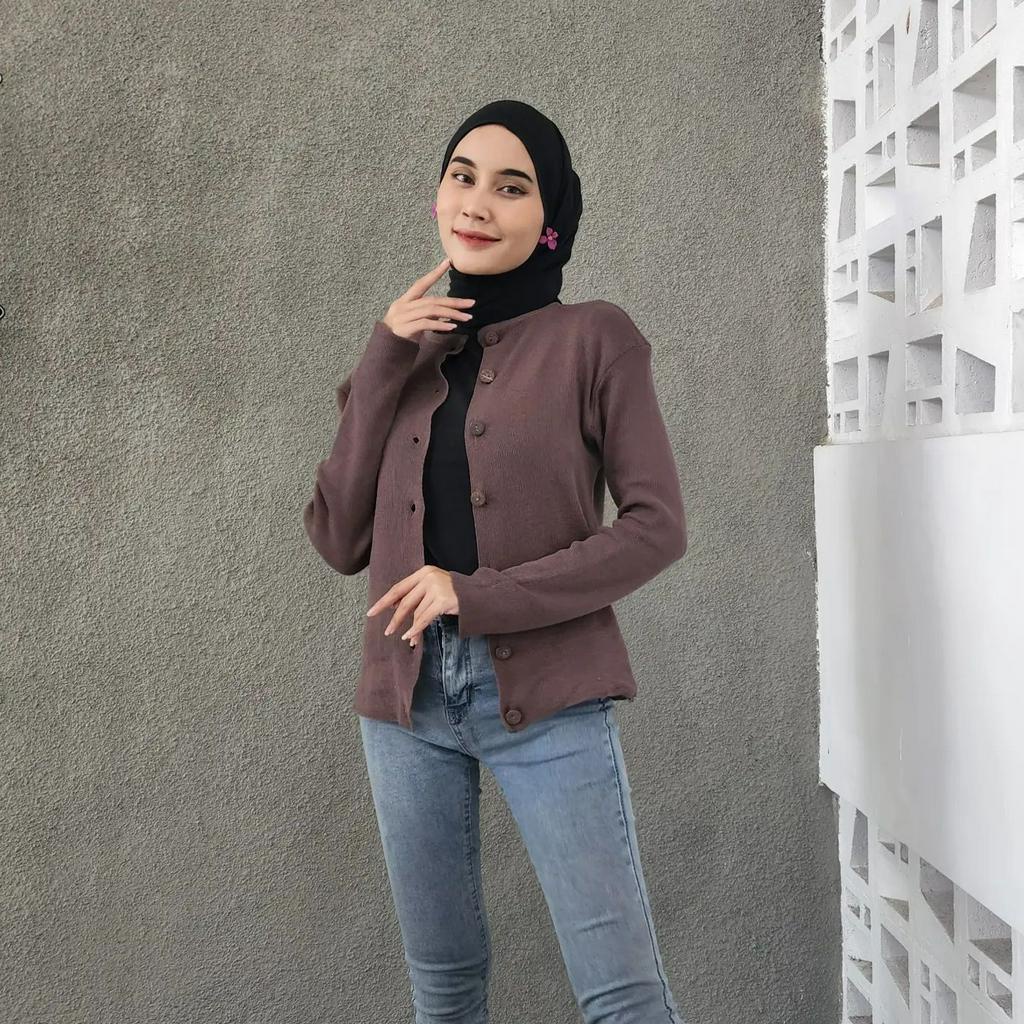 [CYC | COD] REALPICT | Outwear Liona Cardy Outher Rajut | Knit Outer Crop Wanita Balon Trendy Murah