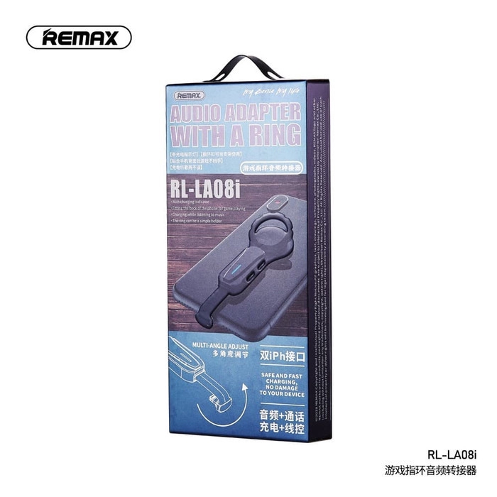 REMAX Dual Lightning Audio Adapter On Finger Loop For Game RL-LA08i