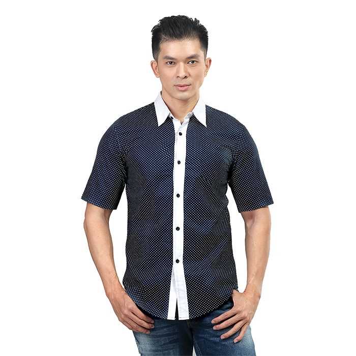 KEMEJA KASUAL PRIA LENGAN PENDEK ORIGINAL BAJU COWOK POLKADOT 662