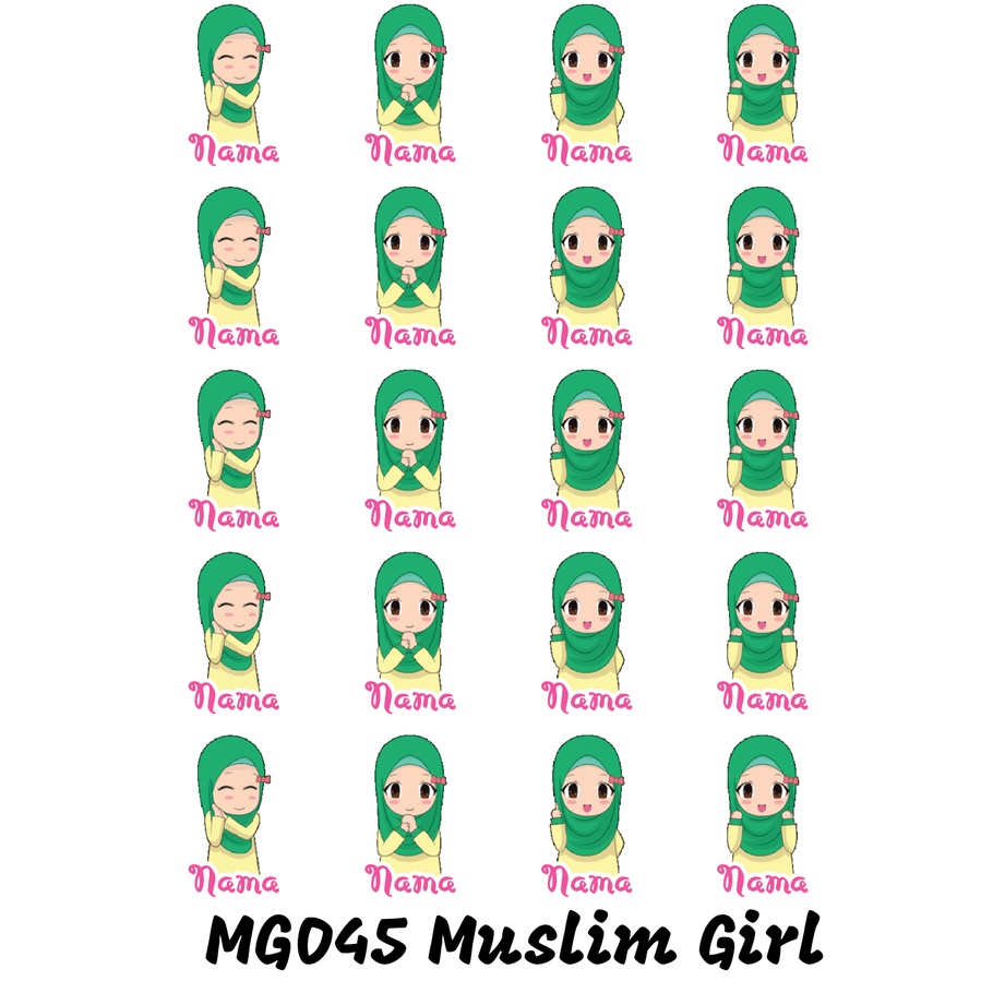 

Sticker Nama Cutting Label Waterproof Tahan Air Muslim Girl 45 (MG045)