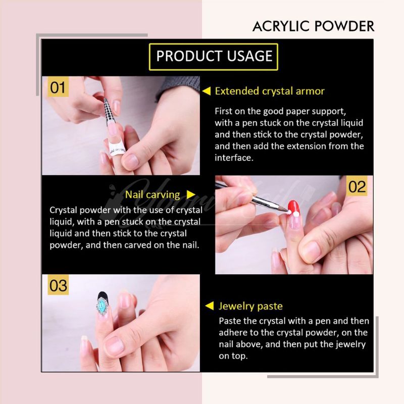 Acrylic powder ez flow acrylic powder ezflow white putih pink clear nail art 3D 4D bubuk akrilik