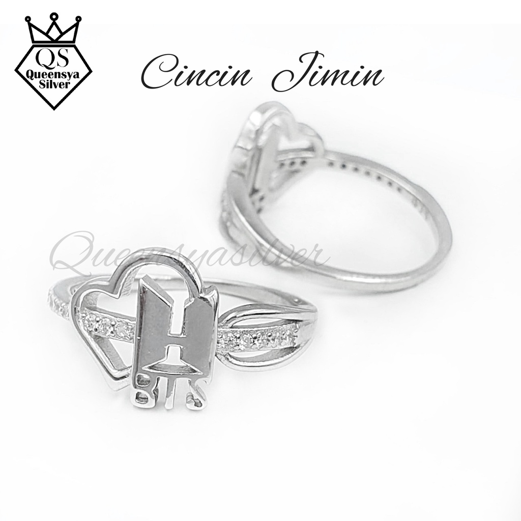 Cincin Wanita Bts Cincin Silver Cincin Bts Lapis Emas Putih Asli Perak 925 Dengan Paket Murah Box Cantik / Photo Card Jamin Puas