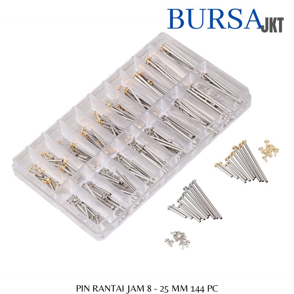 PIN RANTAI JARUM JAM TANGAN PENGGANTI PIN YANG RUSAK / HILANG 8 - 25 MM 144 PC