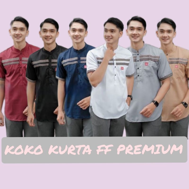 baju koko kurta FF lengan pendek pria terbaru bahan toyobo size M LXL