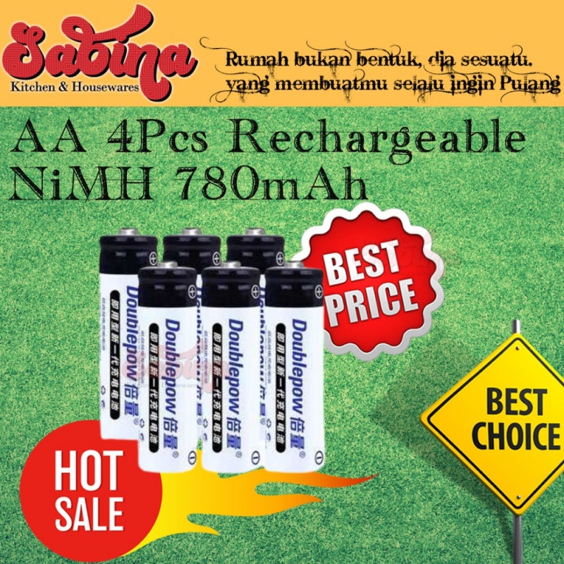 Baterai AA Cas Isi Ulang Rechargeable NiMH 1.2V 780mAh 4 PCS