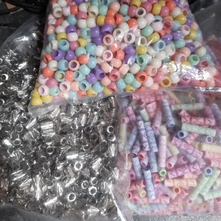 1pack aksesoris gelang kalung ikat rambut - tali kacamata - strap masker - manik manik beads clay cr