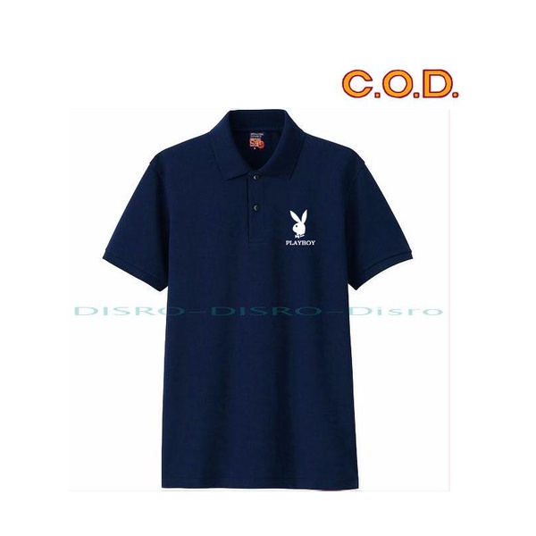 Kaos Kerah Pria Keren playboy Logo Putih Premium