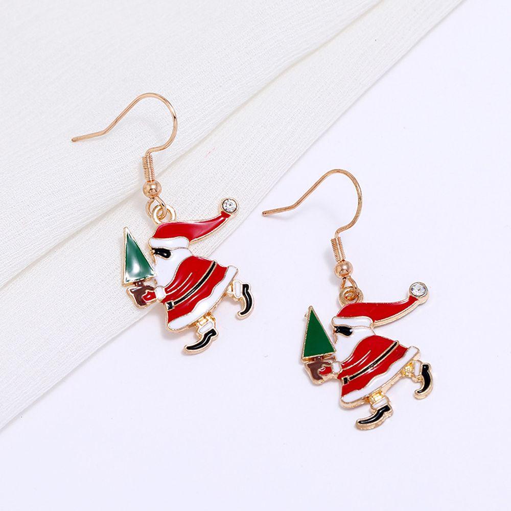 Lily Anting Natal Hadiah Berlian Xmas Perhiasan Elk Stud Earrings