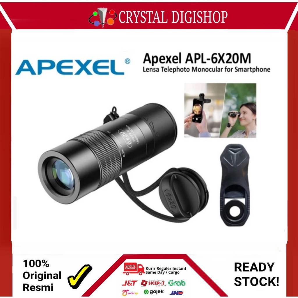 Apexel APL-6X20M Lensa Telephoto Monocular for Smartphone