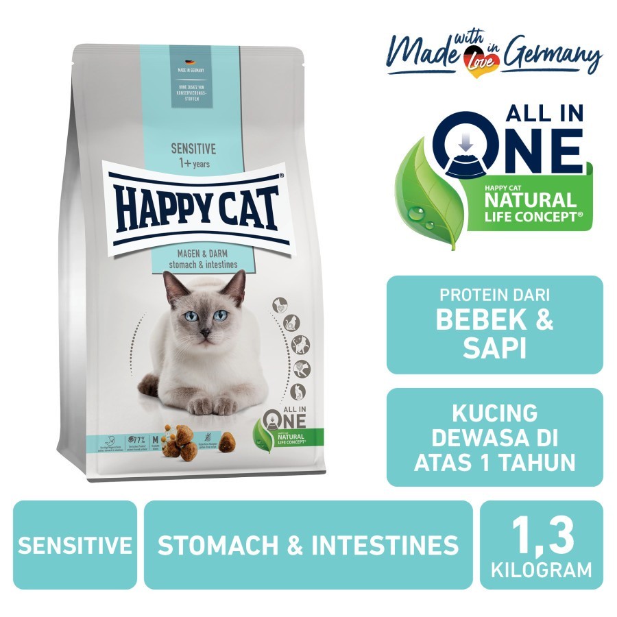 Happy Cat Sensitive Stomach &amp; Intestines 1.3 kg Makanan Kucing Dewasa