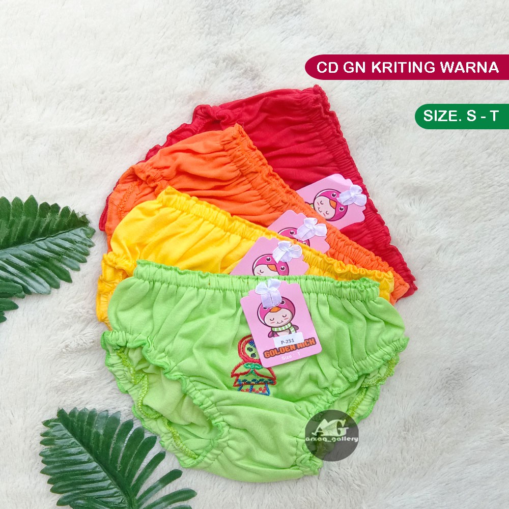 CD Golden Nick Anak WARNA KRITING | Celana Dalam Anak Cewek Perempuan Kids | Cd Bayi | Cd ANAK pEREMPUAN | CD dalam Anak