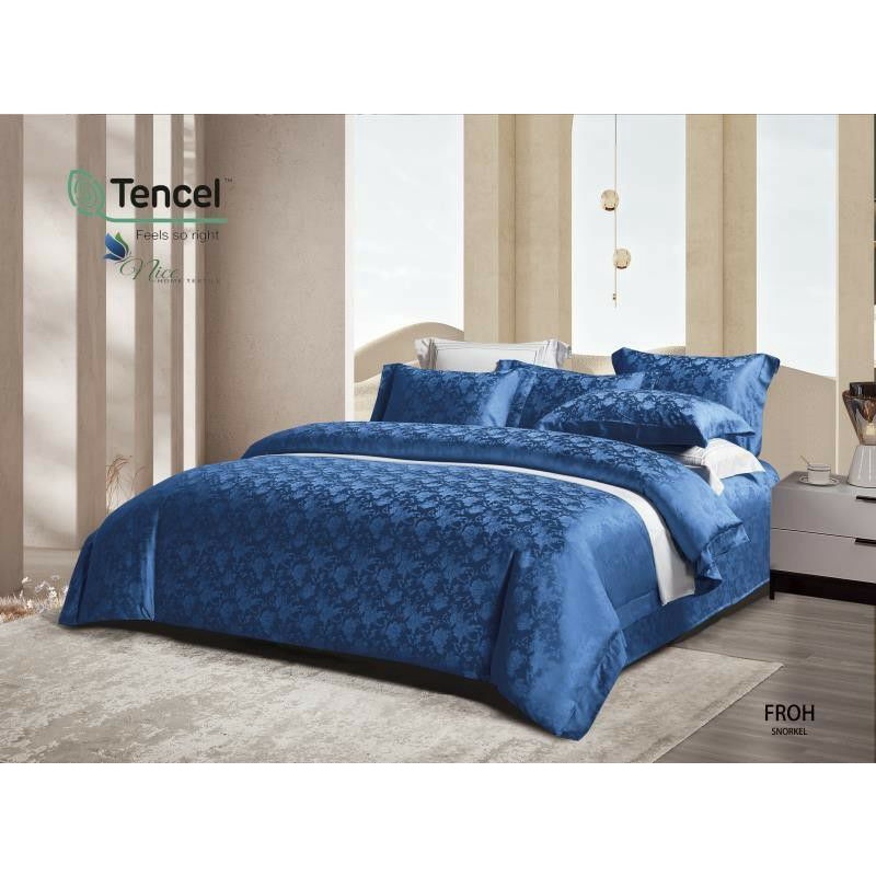 Sprei set Bedcover Sutra Jacquard Motif minimalis Blue Proh Snorkel