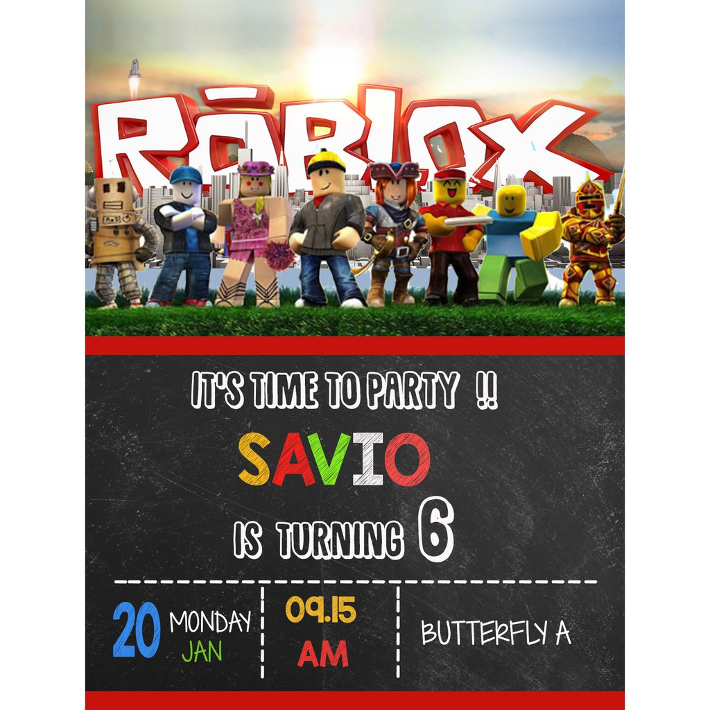 Jual Undangan Ulang Tahun Birthday Invitation Customized Tema Roblox Roblox  Indonesia|Shopee Indonesia