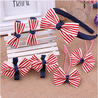 7Pc Set Bandana + Jepitan + Karet Rambut Anak Gaya Korea Fashion Hair Clip Bando Korean Kid