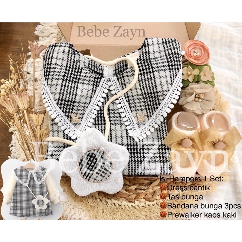 {BEBE ZAYN} Hampers baby/ hampers bayi/ baby gift/ kado bayi/ baby newborn/ Baby Girl/ Flowery Dress Set-Royale Flowery Black