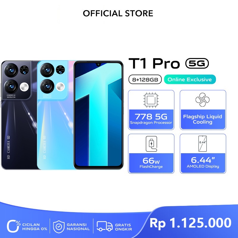 [ONLINE EXCLUSIVE] HP T1 Pro 5G (8/128) - Snapdragon 778G 5G, 66W FlashCharge, Amoled 90hz, Flagship Liquid Cooling, 8GB+4GB Extended RAM