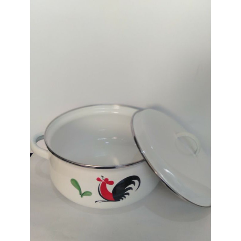 Panci Enamel 20 cm Ayam Jago Kukuruyuk Kedaung
