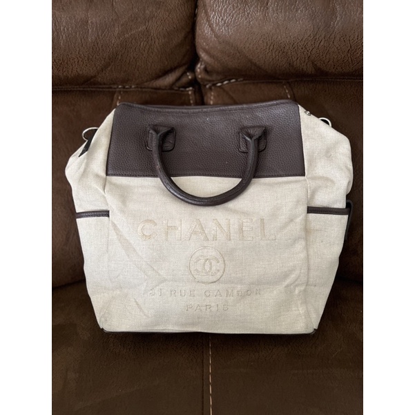 CH4NEL RUE CAMBON TOTE CANVAS MIX LEATHER