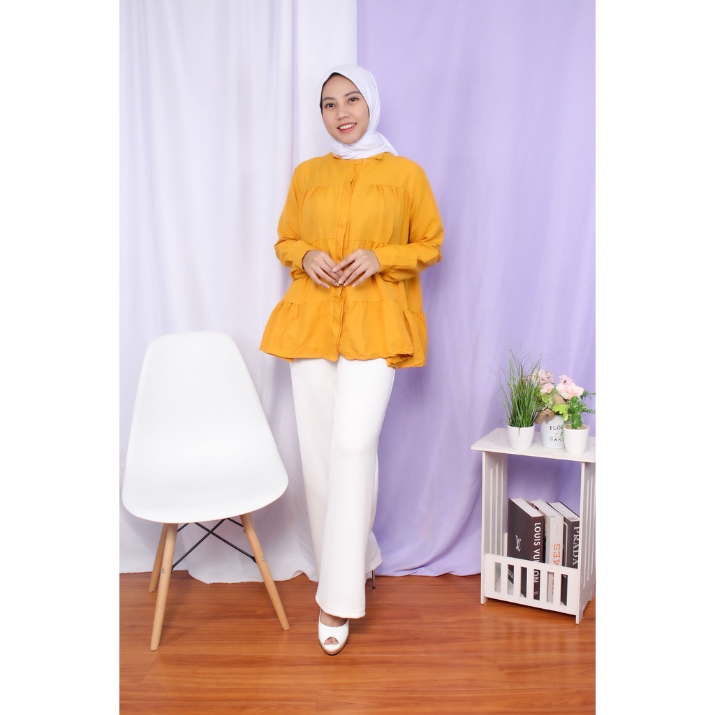 Tq88indonesia Baju Blouse Wanita Terbaru / Sora Blouse  / Blouse Rempel Kekinian / Blus / Ootd Terbaru / Outfit Citayam Kekinian