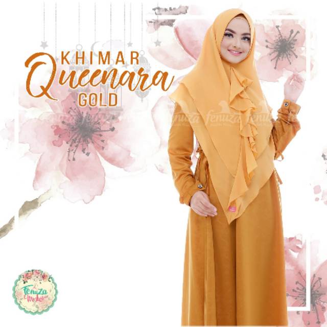 Khimar Queenara by Fenuza Muslim Wear Warna Gold Khimar Syari Cantik Best Seller