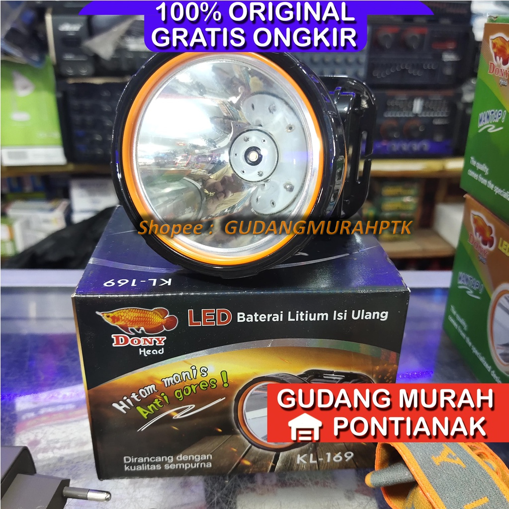 Senter Kepala DONY KL-169 ANTI GORES HITAM MANIS head lamp