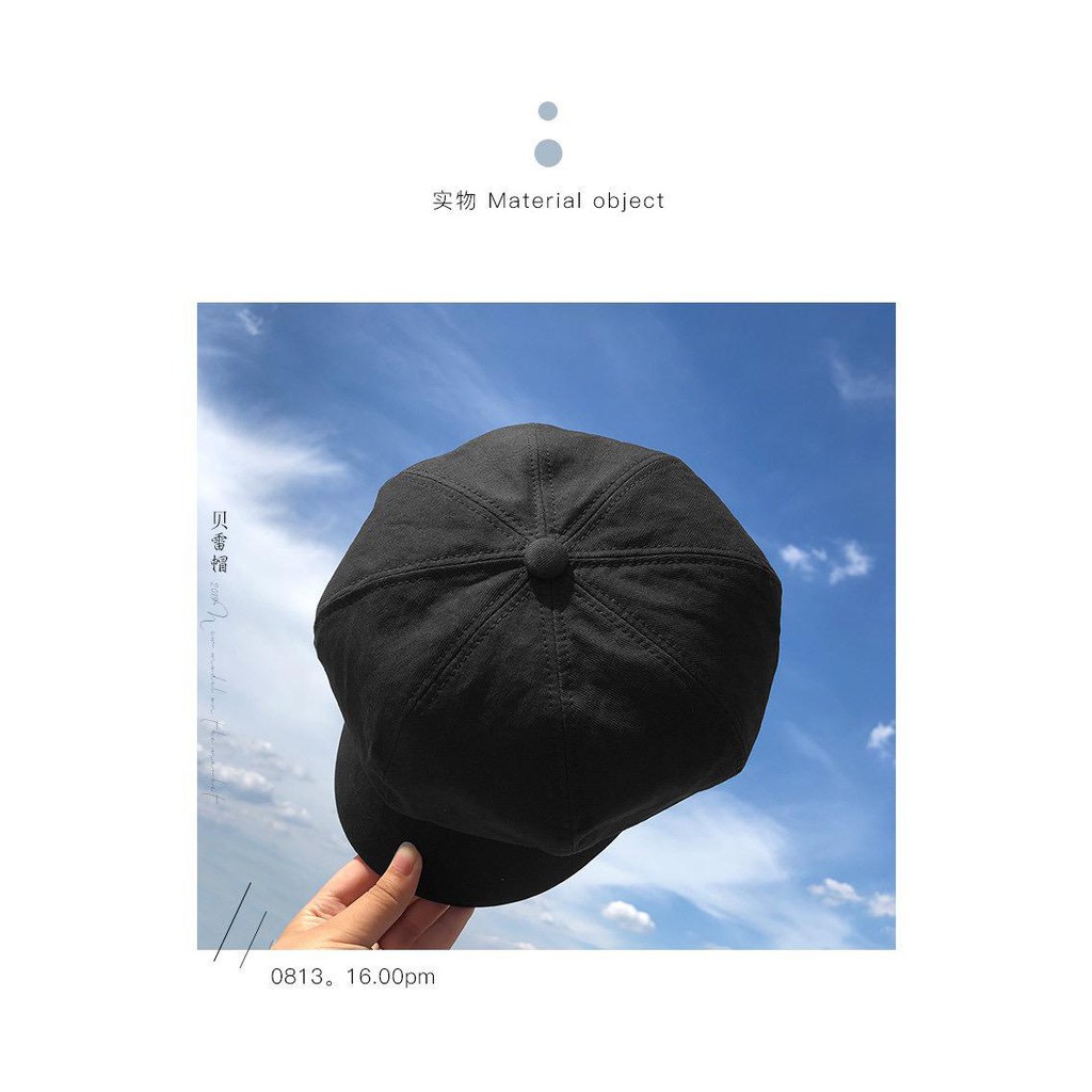 Topi Beret Oktagonal Bahan Katun Gaya Korea Retro untuk Wanita S16