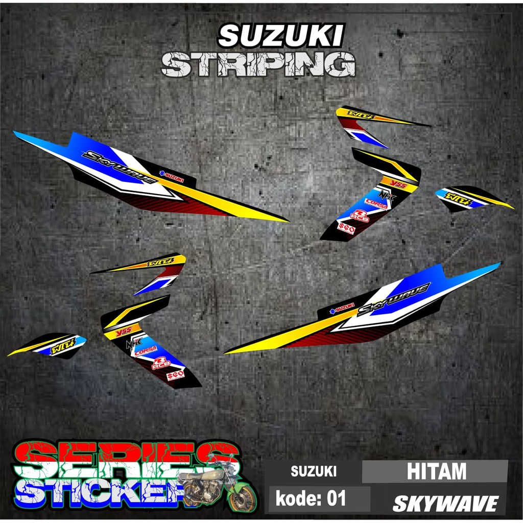 (cod) striping  SKYWAVE -  STICKER SKYWAVE kode 01 - desain racing