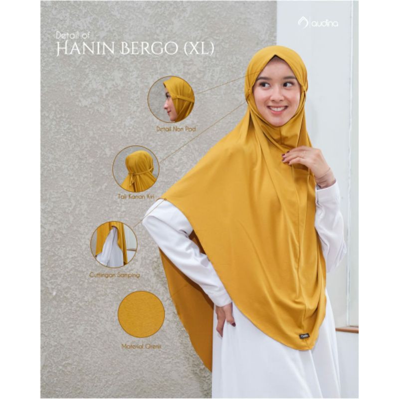 Hanin Bergo Audina Size XL/Bergo Non Ped/Jilbab Tali