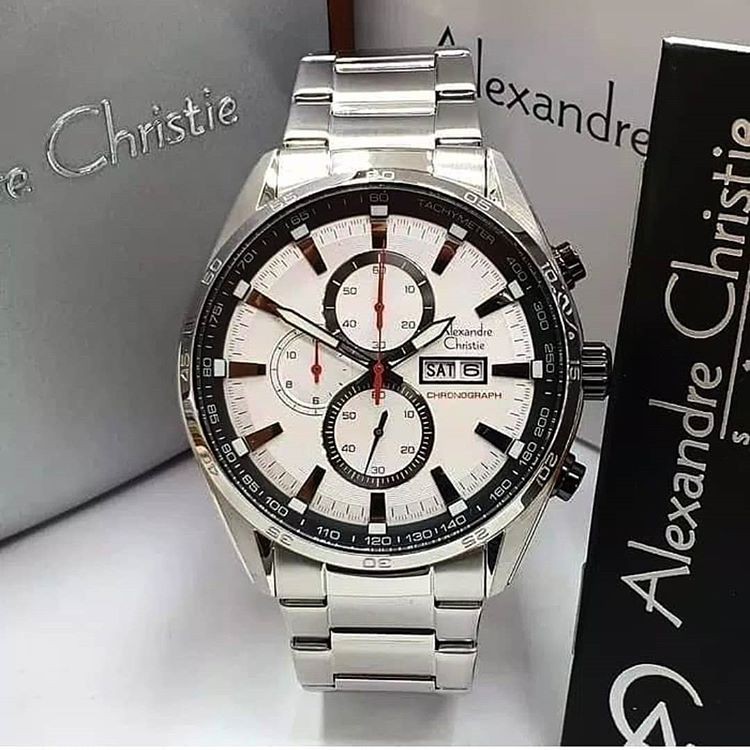 Alexandre Christie AC6495 Original Jam Tangan Pria Silver Putih