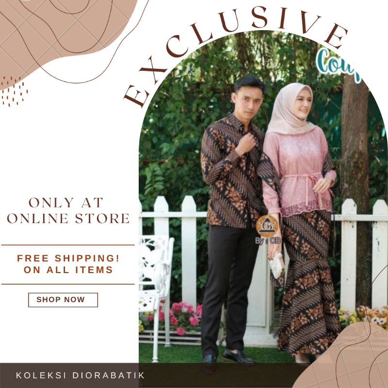 Set Couple Kebaya Juwita //M.L.XL.XXL Free Selendang Couple Kemeja Pria Katun