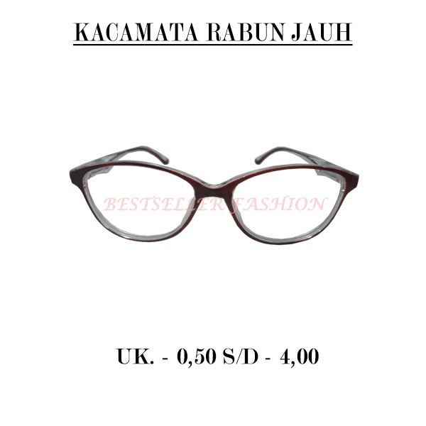 Kacamata MINUS Frame Cat Eye -0.50 s/d -4.00 Kacamata Rabun Jauh Kacamata lensa minus Frame Coklat Transparan NO CASE