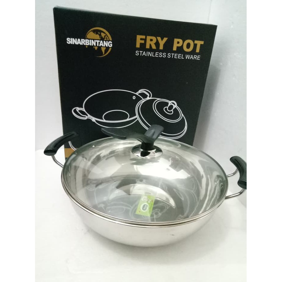 WAJAN FRY POT WARE STAINLESS STEEL 32CM