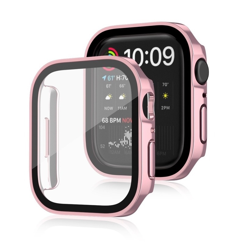 2023newst Tahan Air frosted Pelindung Layar Bumper Frame hard Case Untuk Apple Watch7 6 5 SE 4 cover Tempered glass film Untuk iwatch 45mm 41mm 44mm 40mm Case