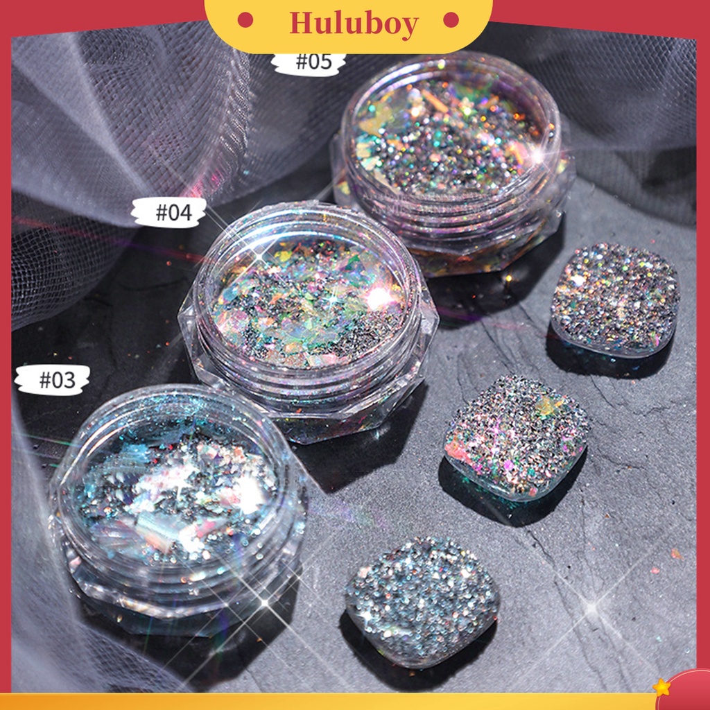 Huluboy Huluboy♡ Bubuk Glitter Reflektif Ekstrak Alami Saturation Tinggi Untuk Manicure