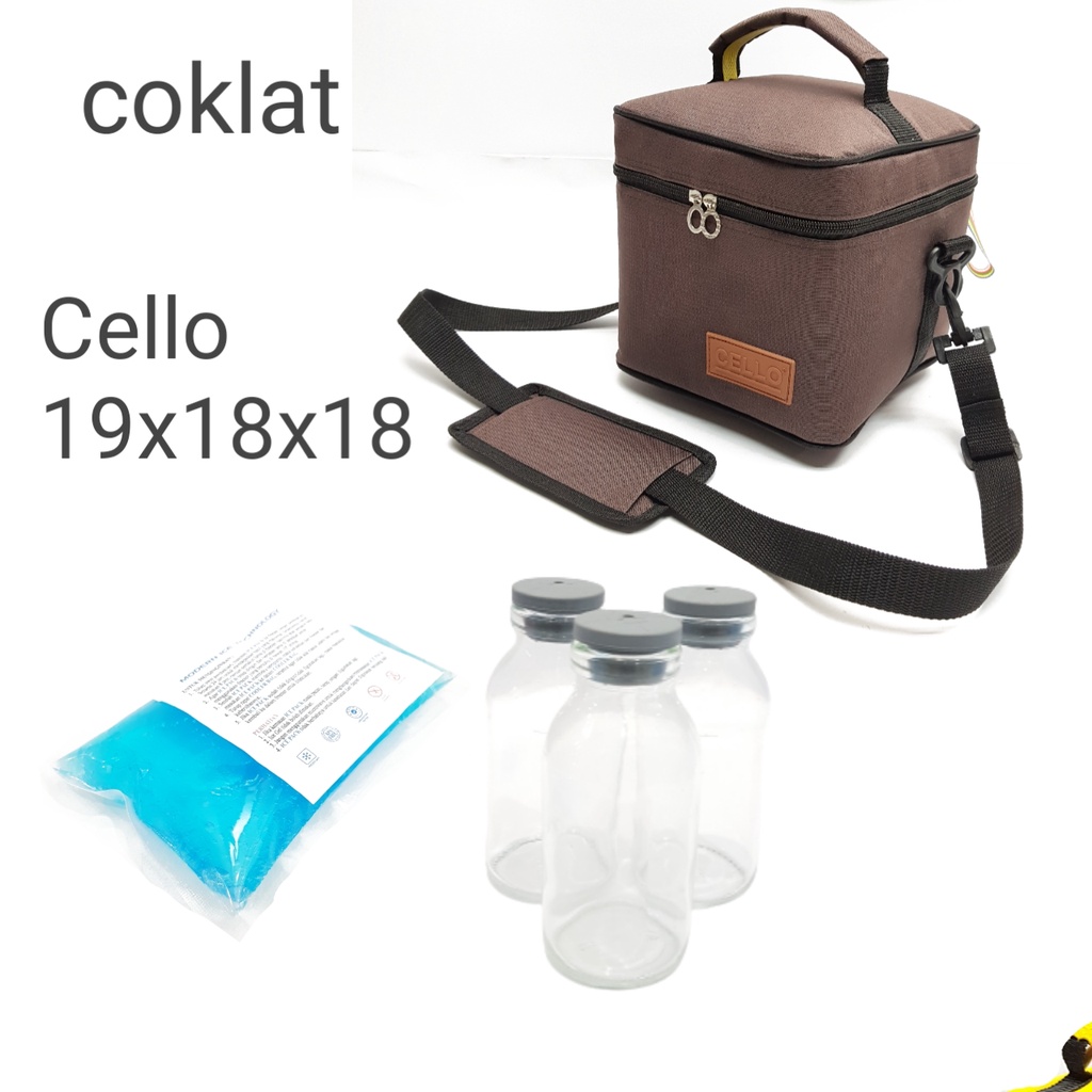 (TAS+3BTL+1 GEL ) CELLO Cooler Bag 19X18X18 CM / TAS PERLENGKAPAN BAYI / TAS BAYI