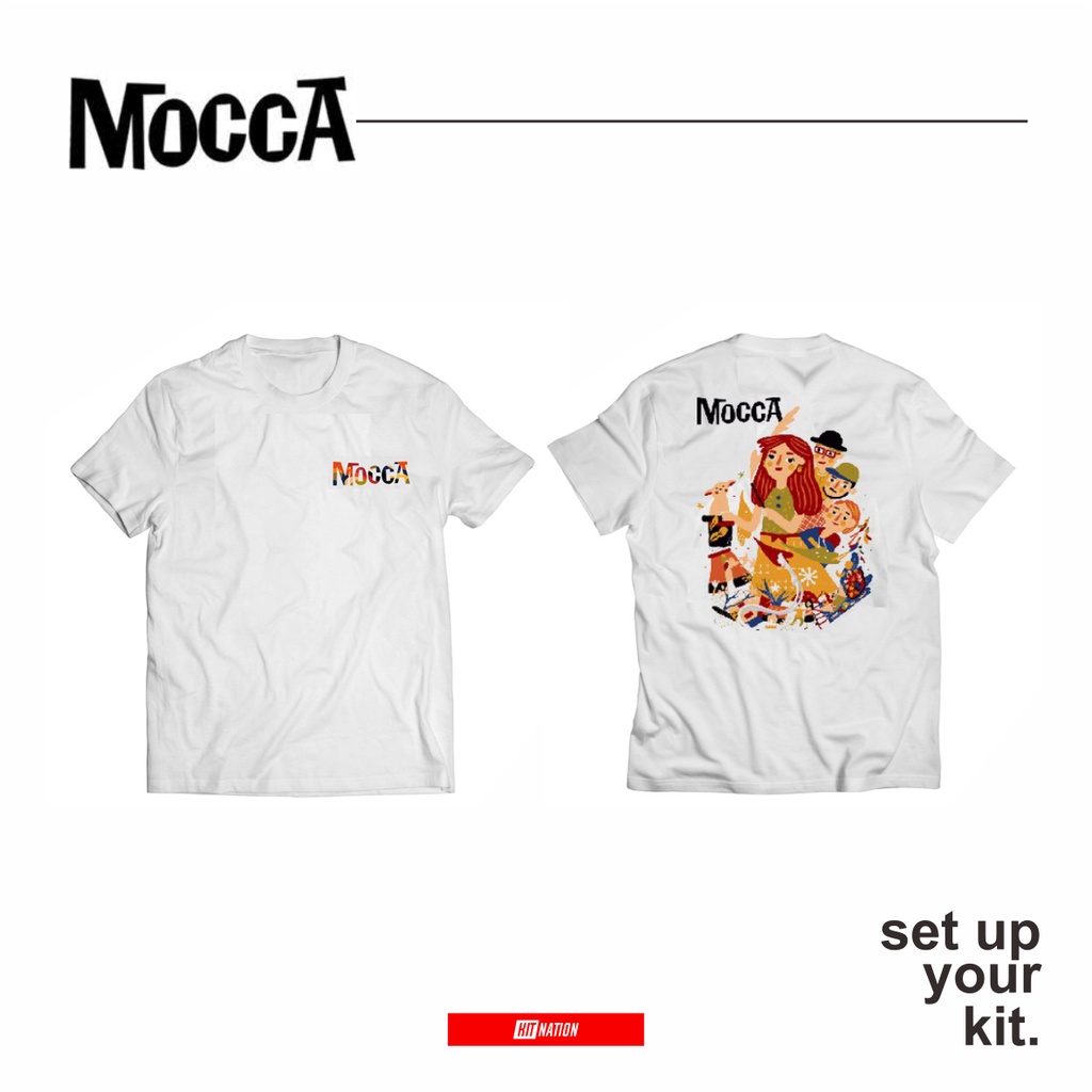 T-Shirt Mocca 20 Tahun × MaskerAND by Kreavi Putih | Kaos Band 100% Original Merchandise