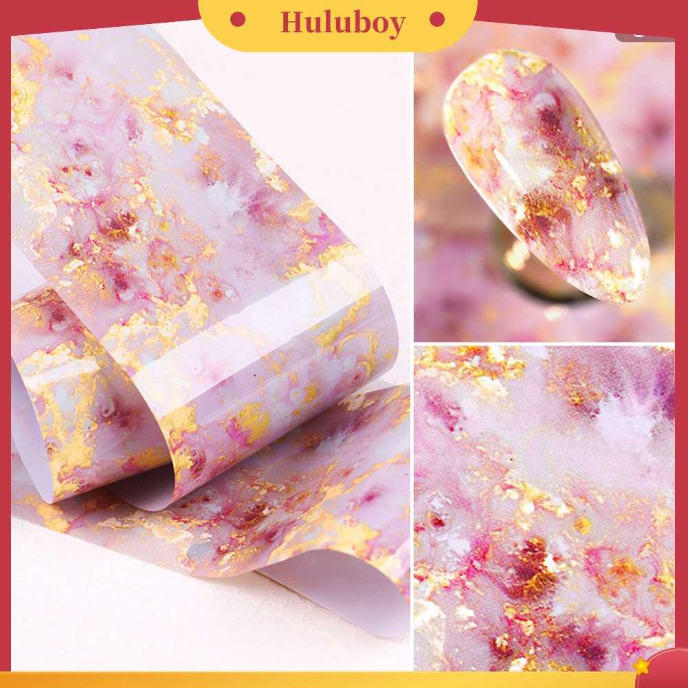 Huluboy Huluboy♡ Stiker Kuku Motif Marmer Warna Pink Biru Untuk Manicure