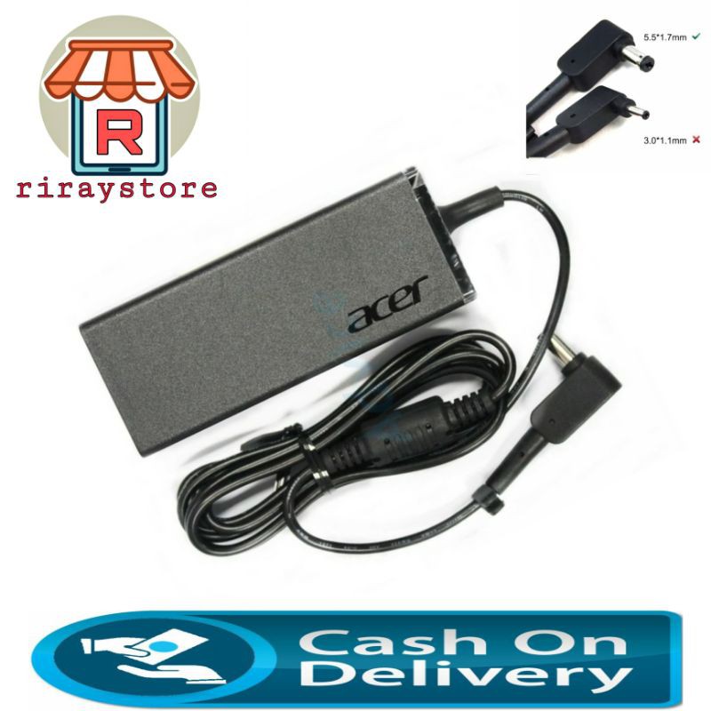 Original Adaptor Charger Laptop Acer Aspire ES1-131 ES1-432 ES1-512 E5-522 E5-471 E5-473 19V-2.37A