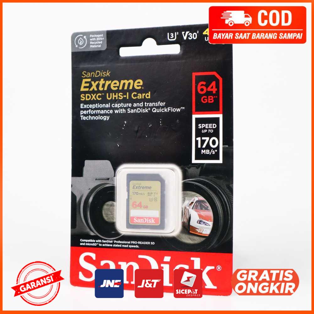 Sandisk SD Card Extreme V30 U3 4K - 64GB - 2-064G