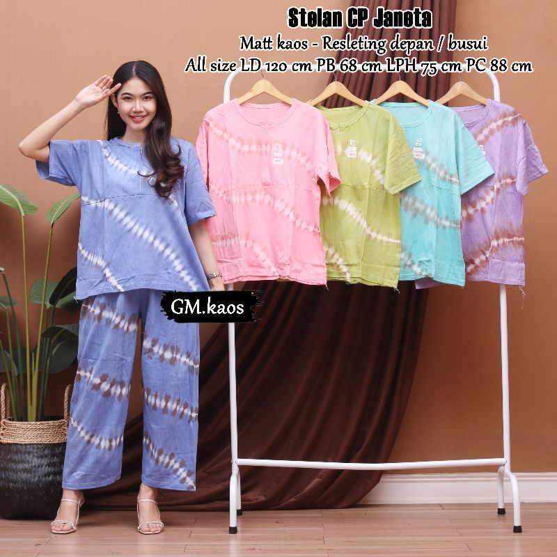 Setelan panjang jumbo busui bahan kaos adem