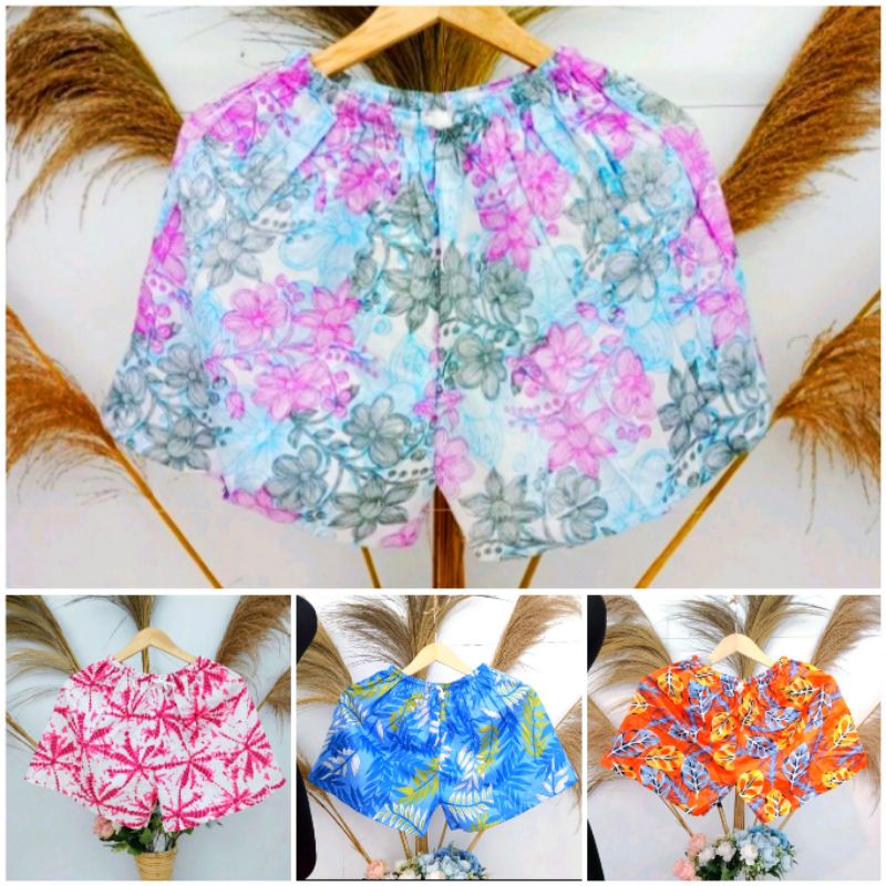 CELANA HOTPANT MURAH FLORAL RAYON