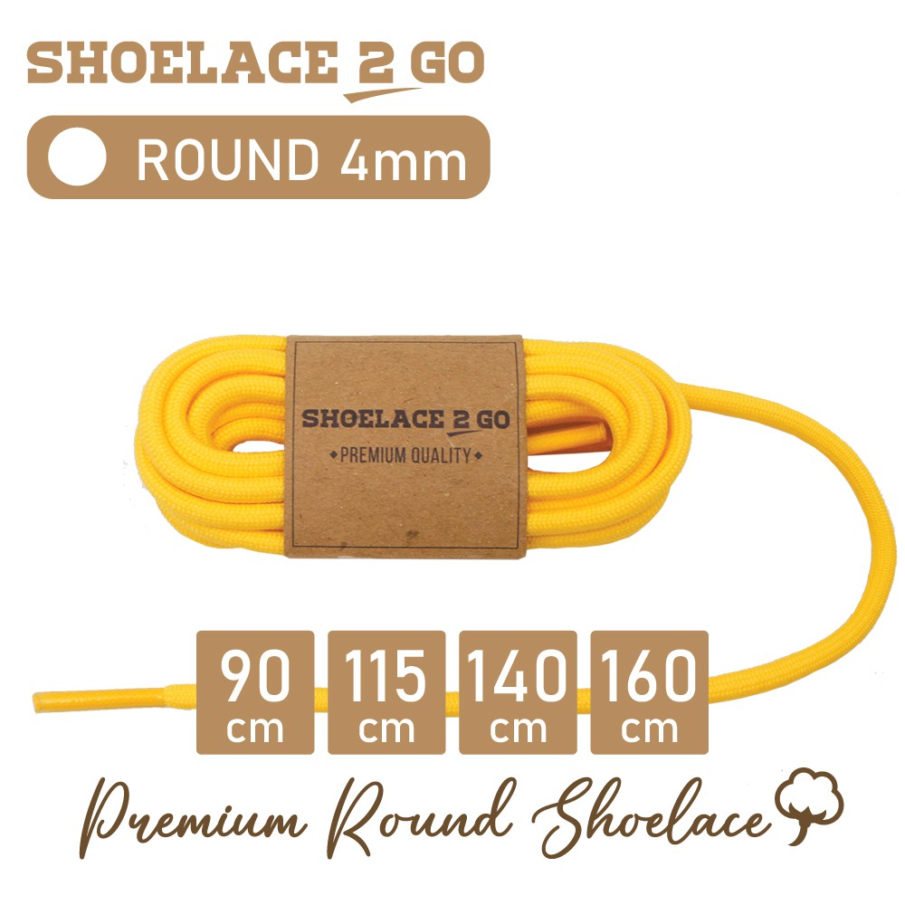 SHOELACE 2 GO TALI SEPATU BULAT ROUND - SR4 - H1 - YELLOW - 4MM - 90CM 115CM 140CM 160CM