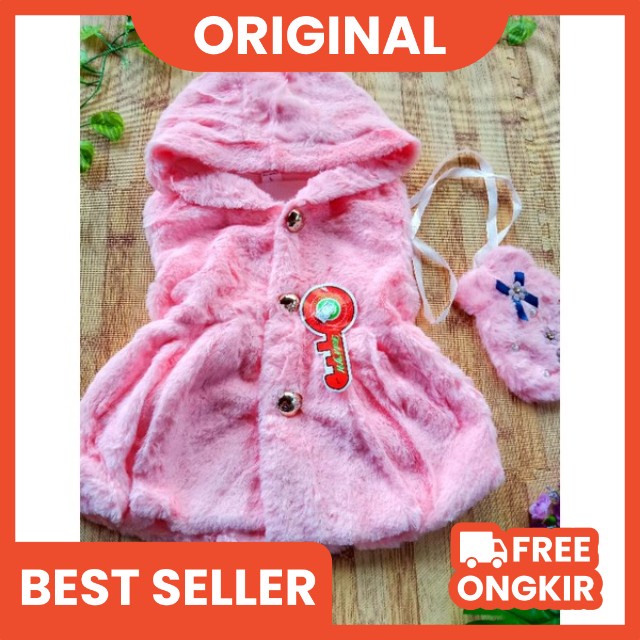 [0-3,5 tahun] JAKET BULU HANGAT ANAK PEREMPUAN IMPORT PREMIUM FREE TAS / MANTEL COAT BULU HALUS HANGAT ANAK CEWEK IMPORT