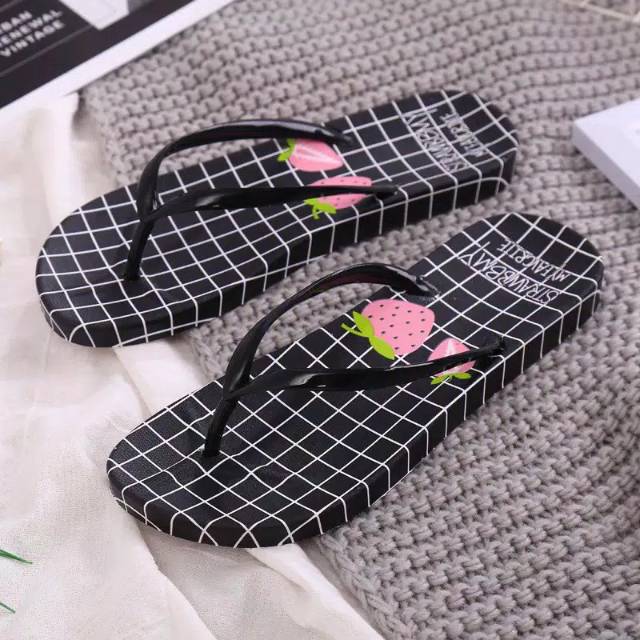 Sale] Sandal Wanita Motif STROBERY NEW