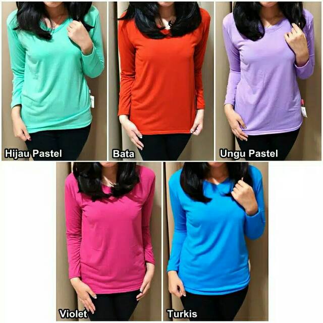 V Neck Panjang / Vneck Panjang / Atasan Wanita / Kaos Panjang / Kaos Polos / Kaos Oblong (fs)