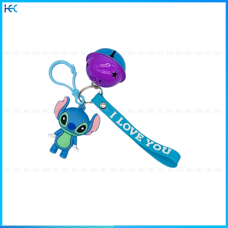 Cartoon Stitch Doll Keychain Pendant Decoration Cute Schoolbag Ornament Bell Keyring Couple Gift