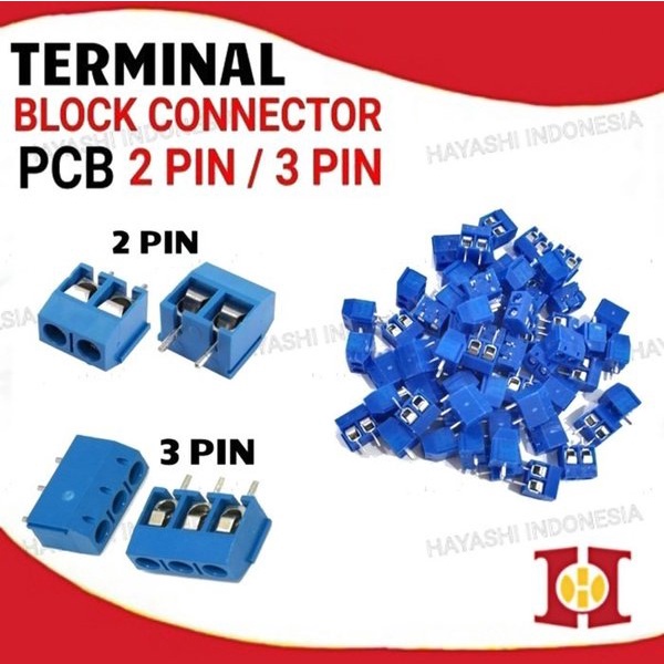 Terminal Blok Block 2 3 Pin Skrup Screw PCB Pitch 5mm Kabel Konektorr - 10pcs