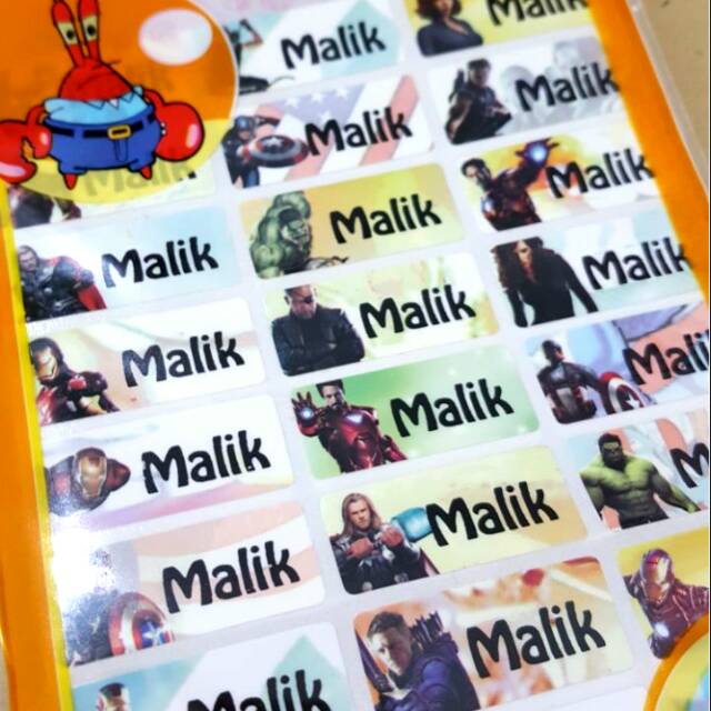 

Label nama anti air stiker waterproof Avengers