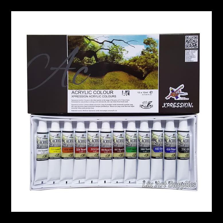 

DISKON XPRESSION ACRYLIC COLOR SET 12 - 812B / CAT AKRILIK SET 12X12ML PERALATAN MELUKIS MURAH