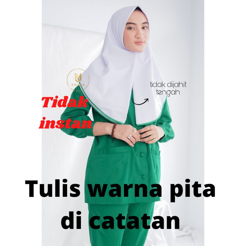 Kerudung jilbab hijab perawat bidan dinas instant ped nonped wolfis katun mahasiswa kesehatan premiu-Nonped segi4 bulat